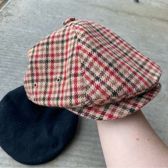 Lot of 2 paperboy hats docker black and red and tan plaid Burton hat vintage - Picture 4 of 12